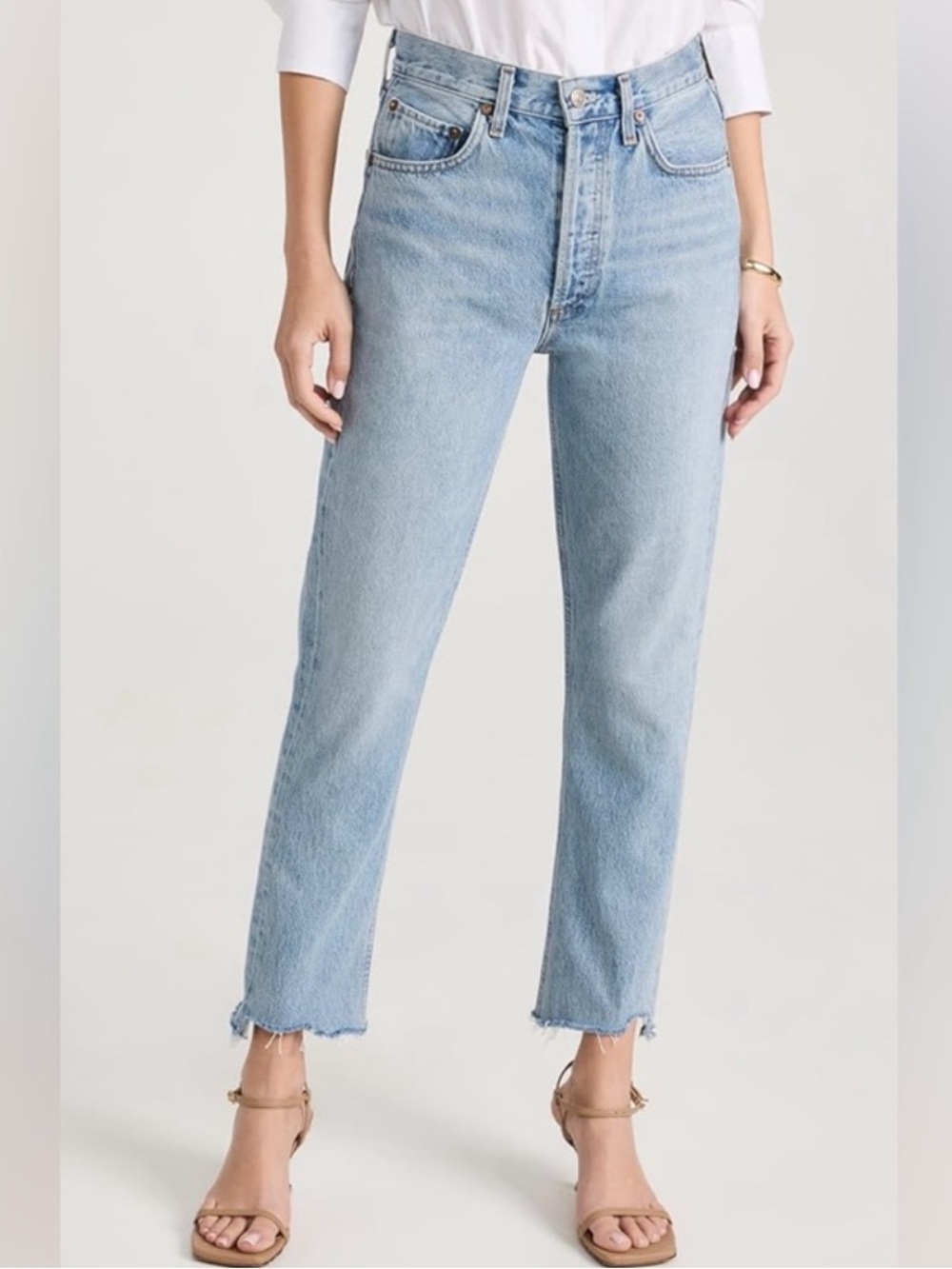 Agolde Riley high rise frayed jeans - size 25